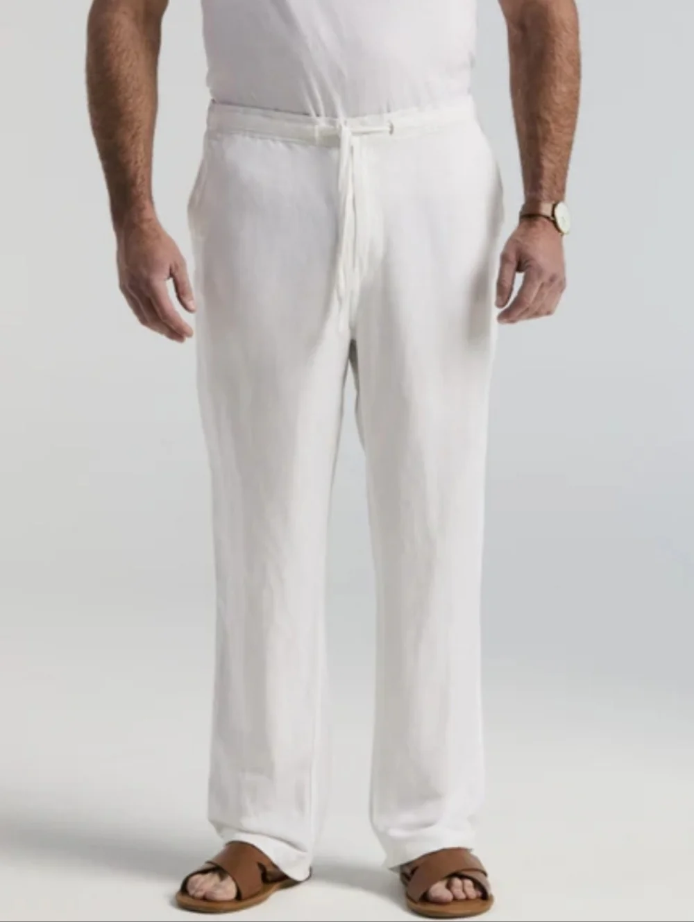 Cubavera Linen Pants Drawstring White Size Medium